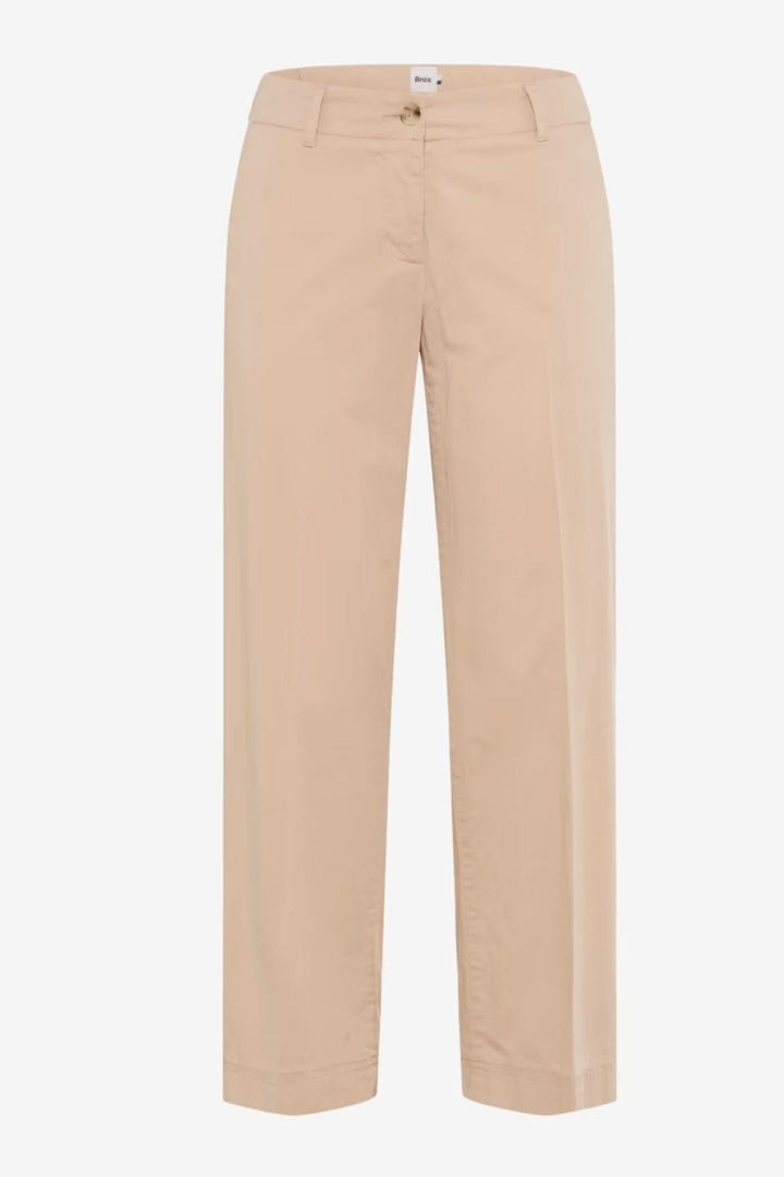 Pantalon MAIN S beige classique droit avec taille régulière.