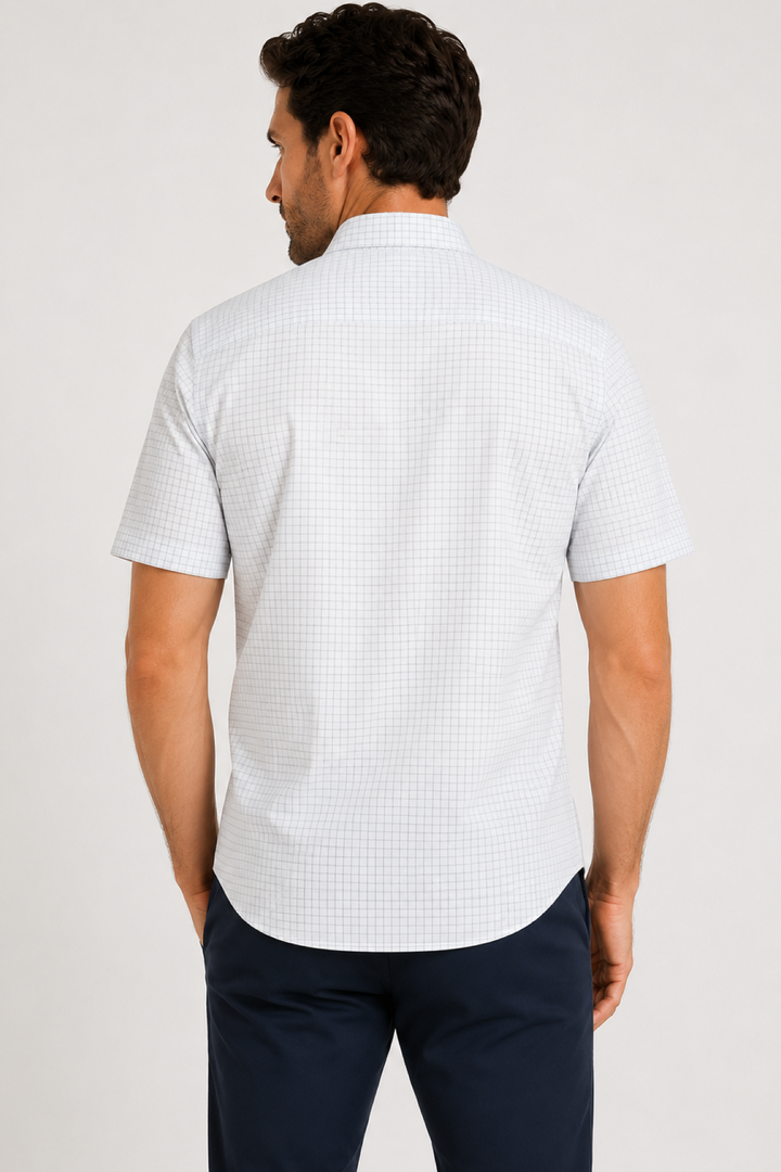 Chemise sport à manches courtes micro carreaux