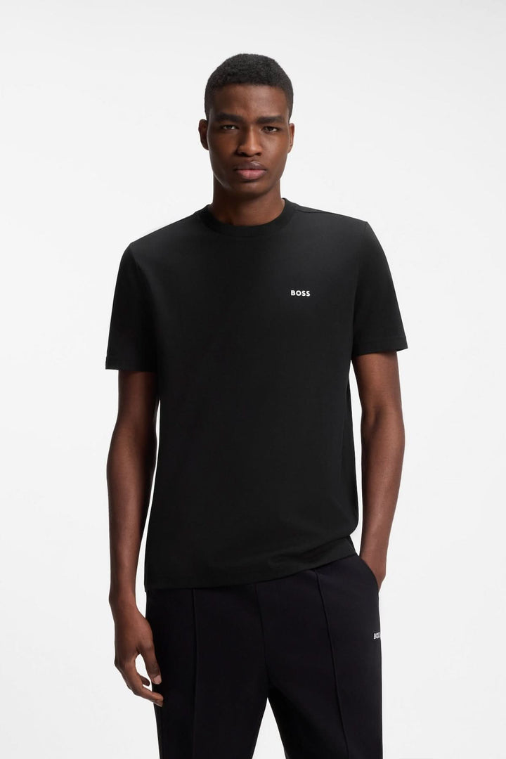 Stretch cotton T-shirt with logo