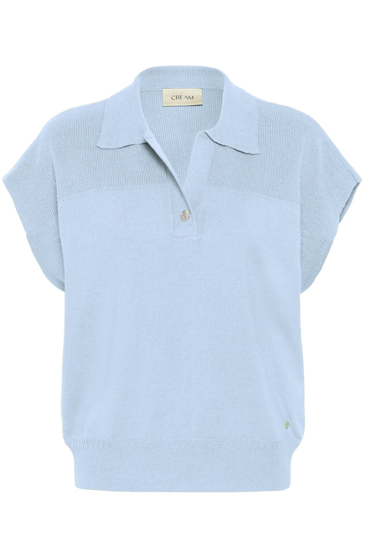 Sleeveless knit top with polo collar