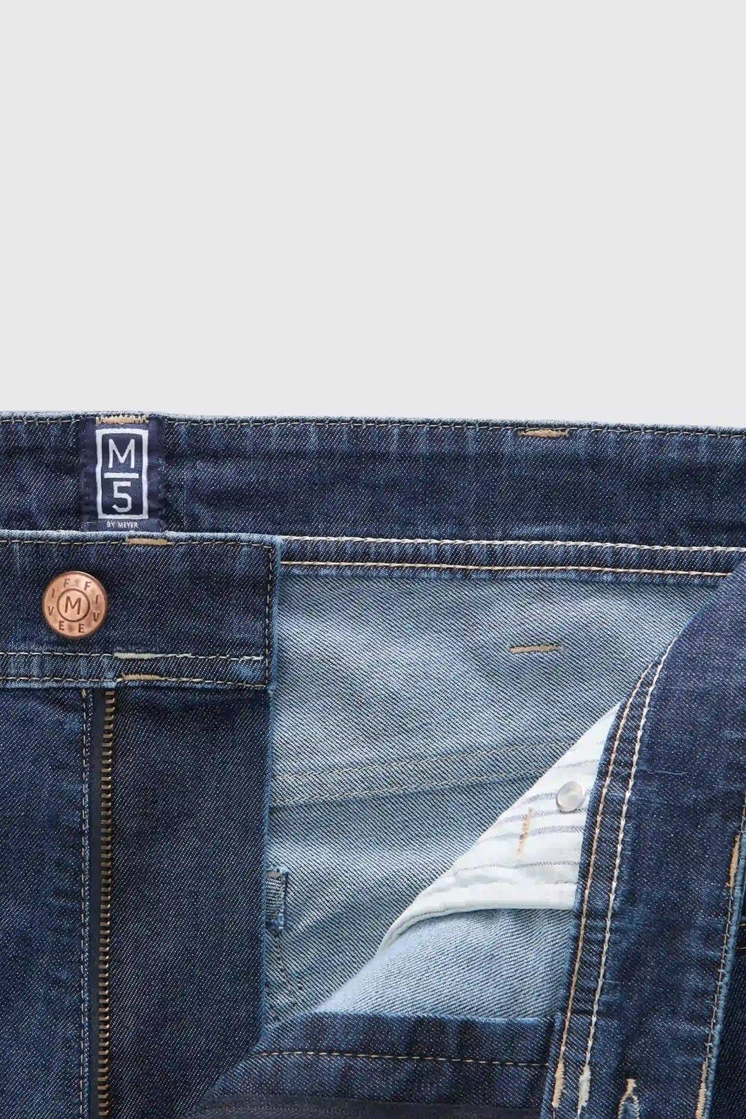 Vue de côté jean M-5 pour homme gris avec poches arrière détaillées - Valérie Simon