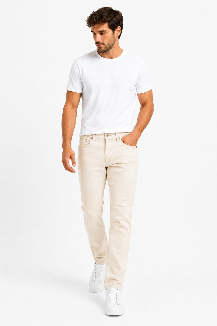 Vue de côté jean moderne Paige pour homme gris clair - Valérie Simon