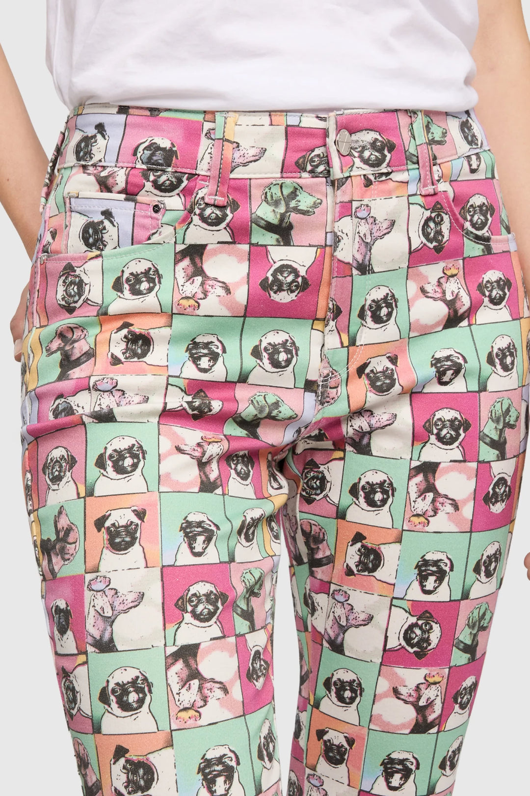 Front view of blue Mac Jeans printed women&