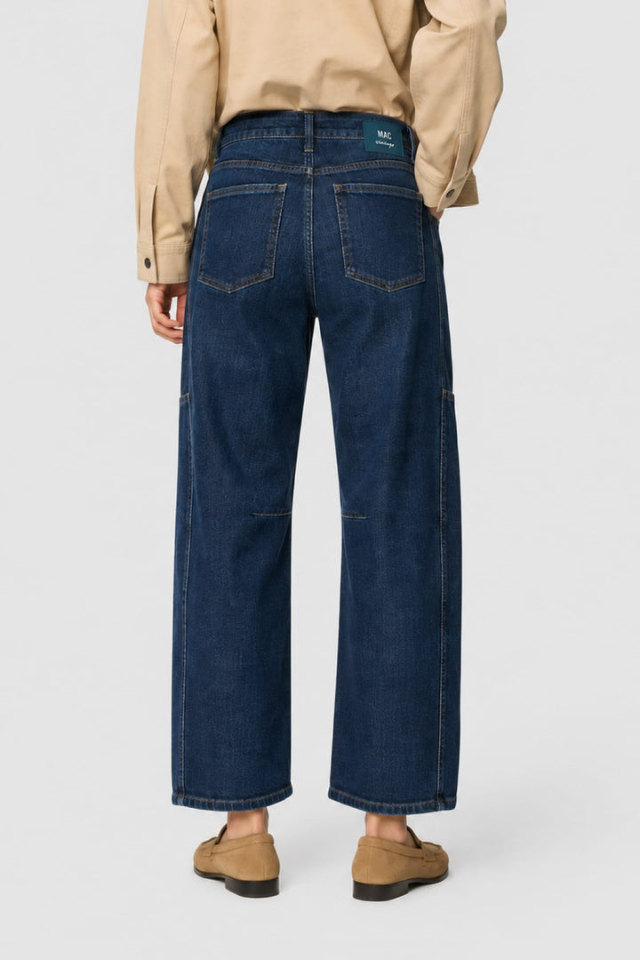 Jean Ohio bleu à jambe large avec poches utilitaires vue de face pour femme Mac Jeans