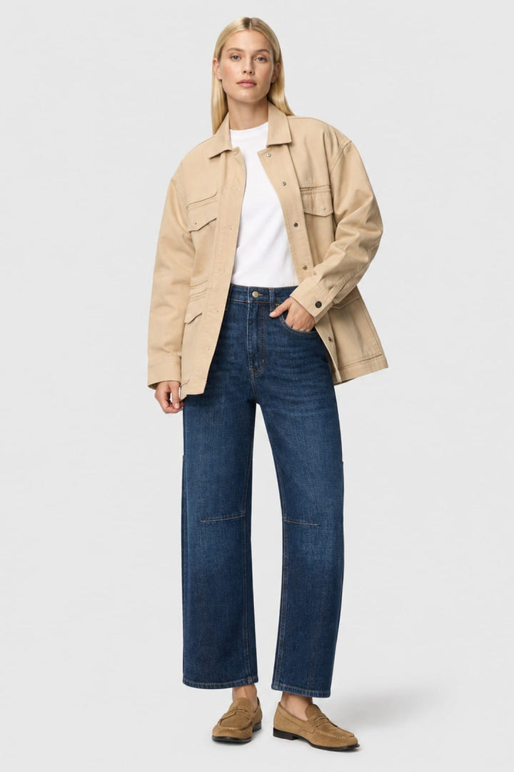 Jean Ohio à jambe large style utilitaire vue de face pour femme Mac Jeans