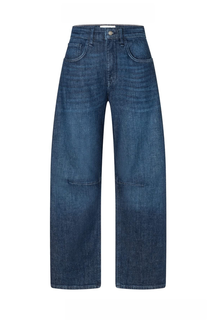 Jean Ohio à jambe large style utilitaire bleu vue de face pour femme Mac Jeans