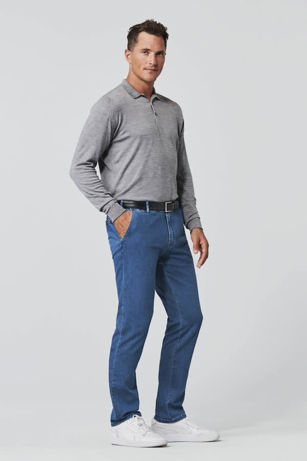 Vue de dos jean Oslo Meyer pour homme gris avec broderies poches - Valérie Simon