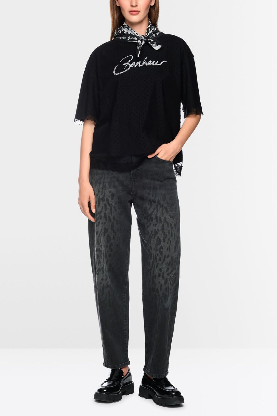 Jean RUMA taille haute bleu vue de face pour femme Marc Cain