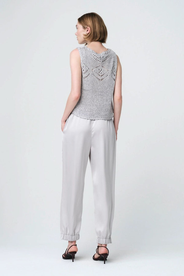 Haut sans manches en maille ajourée