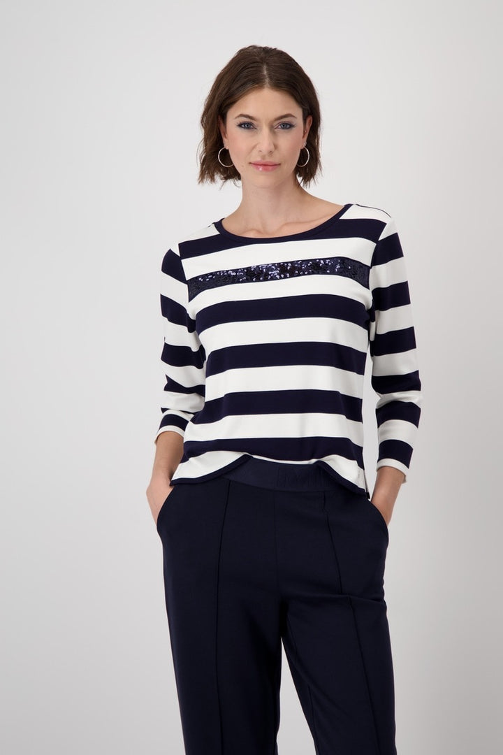 Striped sweatshirt fabric sweater