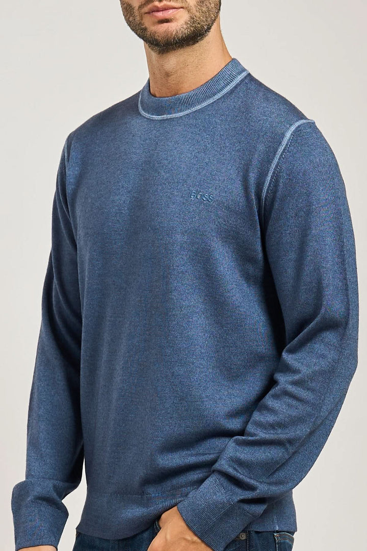 Virgin wool sweater with round neck