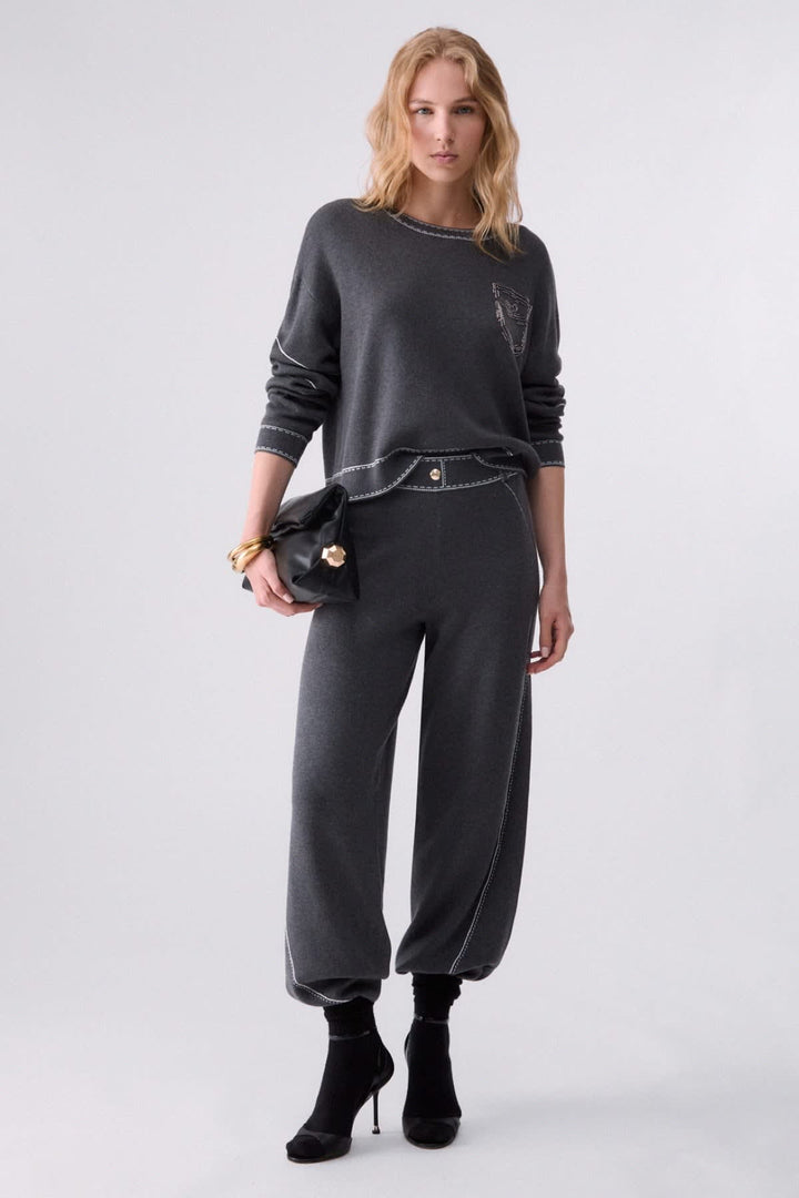 Joggers with contrasting stitching for women liujo