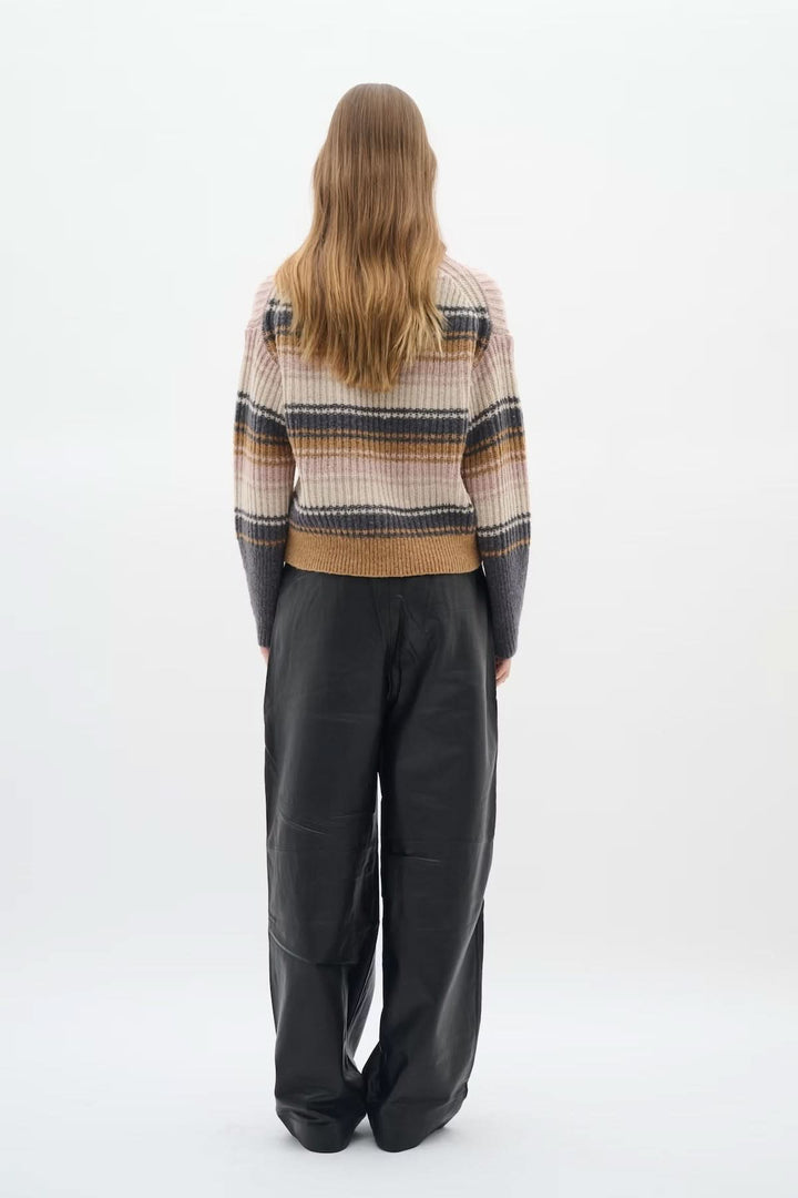 Ribbed knit striped sweater