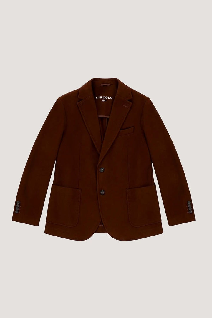 Veston extensible de coton doux avec col à revers et boutons en corne, élégance moderne pour un style décontracté.