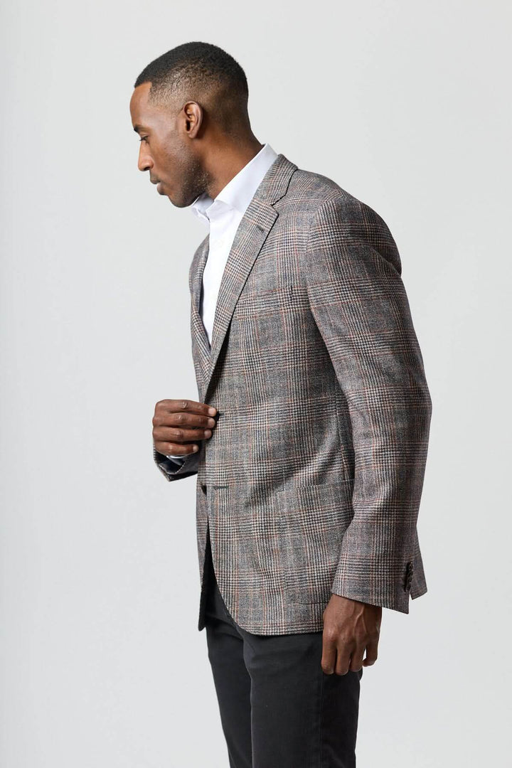 Wool, silk, and cashmere checkered jacket