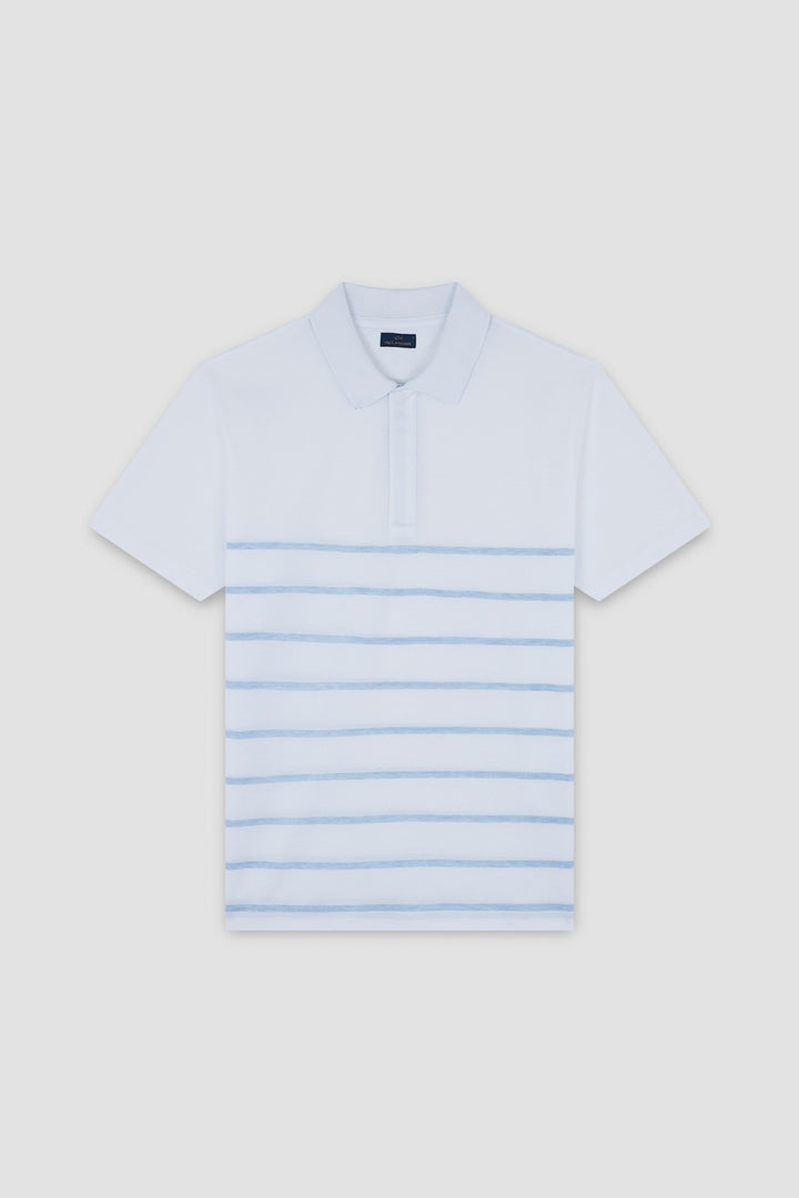 Gradient Striped Pique Cotton Polo Shirt