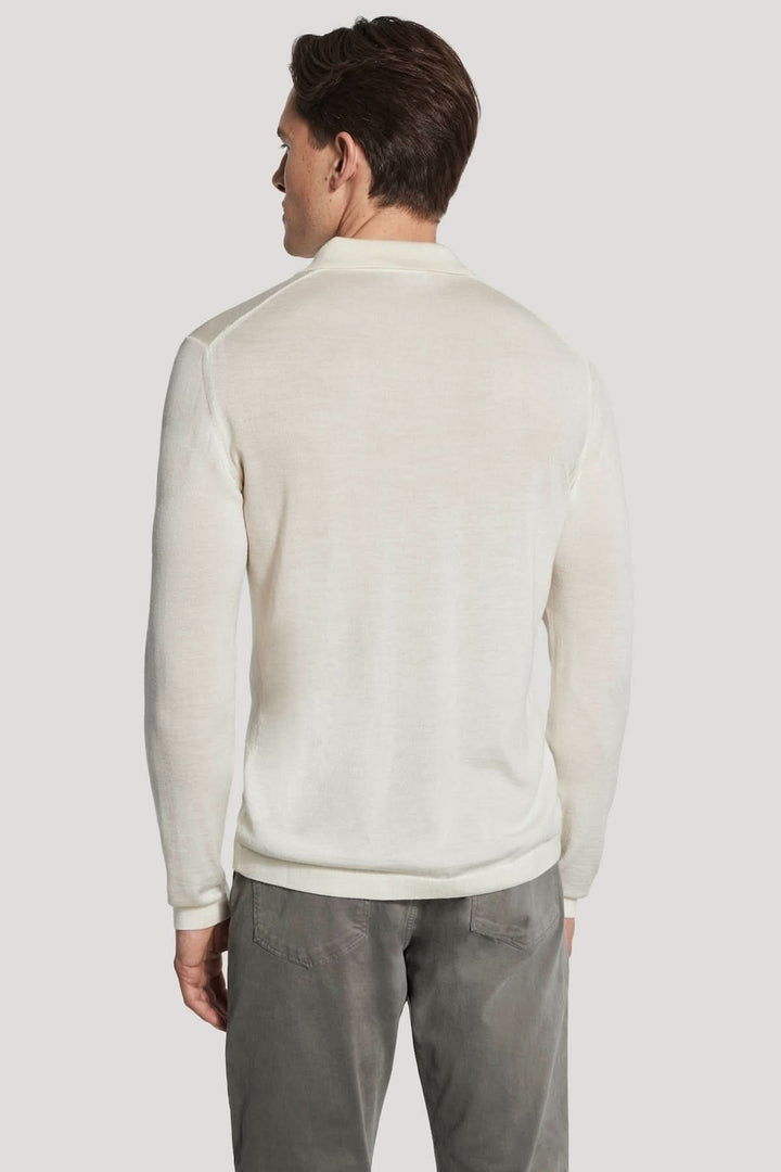 Long-sleeved polo shirt in merino wool and silk