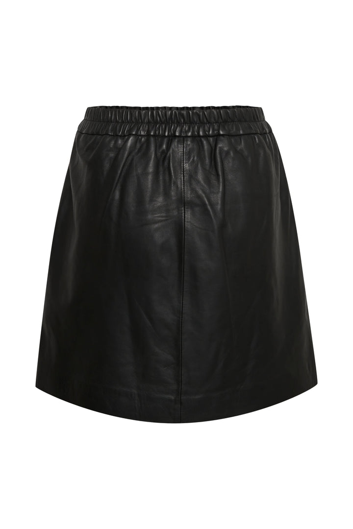 Jupe courte en cuir noir Wook vue de face pour femme Inwear