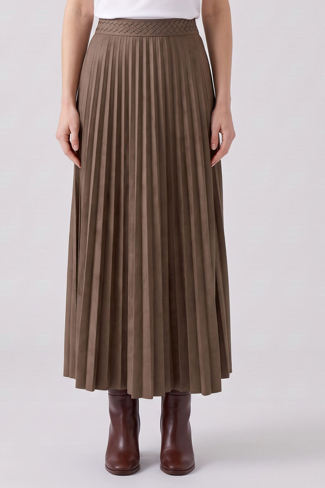 Jupe longue plissée à taille haute pour femme Oui