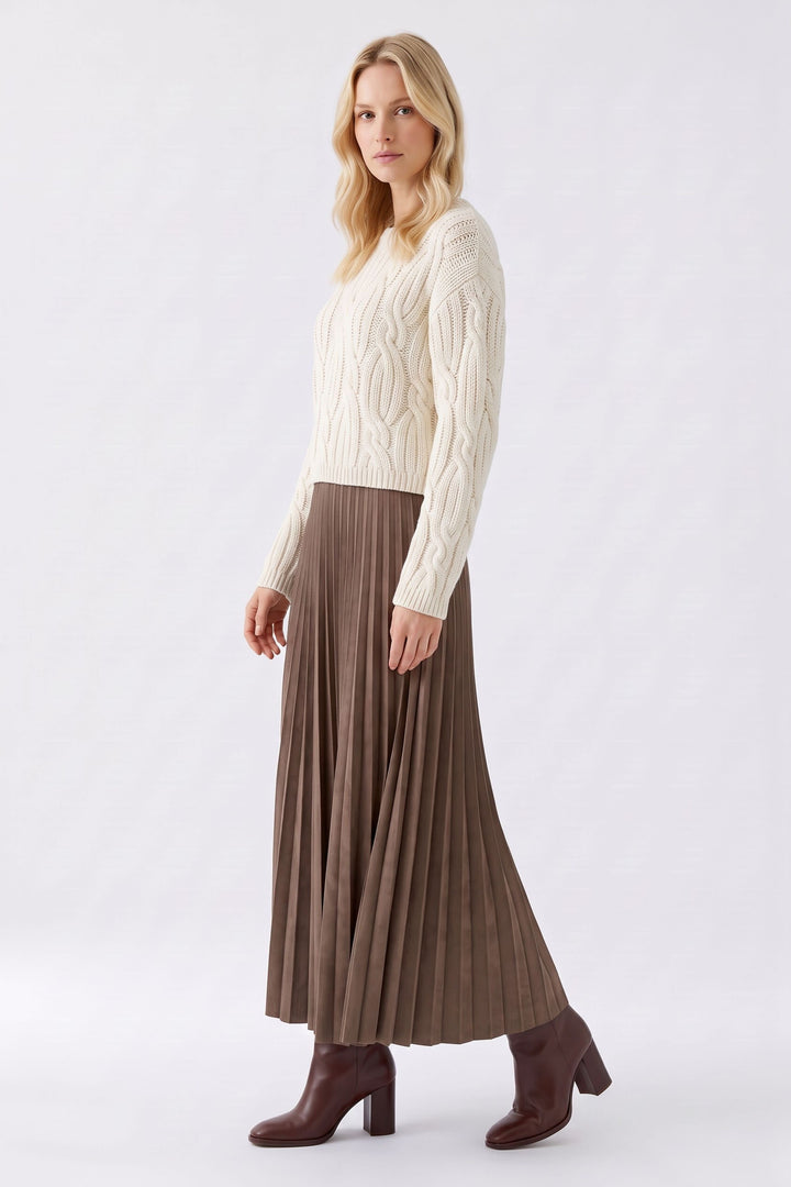 Jupe longue plissée à taille haute pour femme Oui