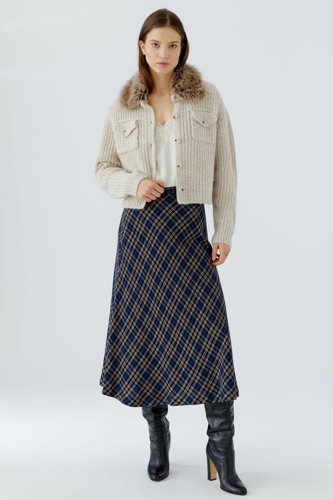 Jupe midi à carreaux pour femme Oui