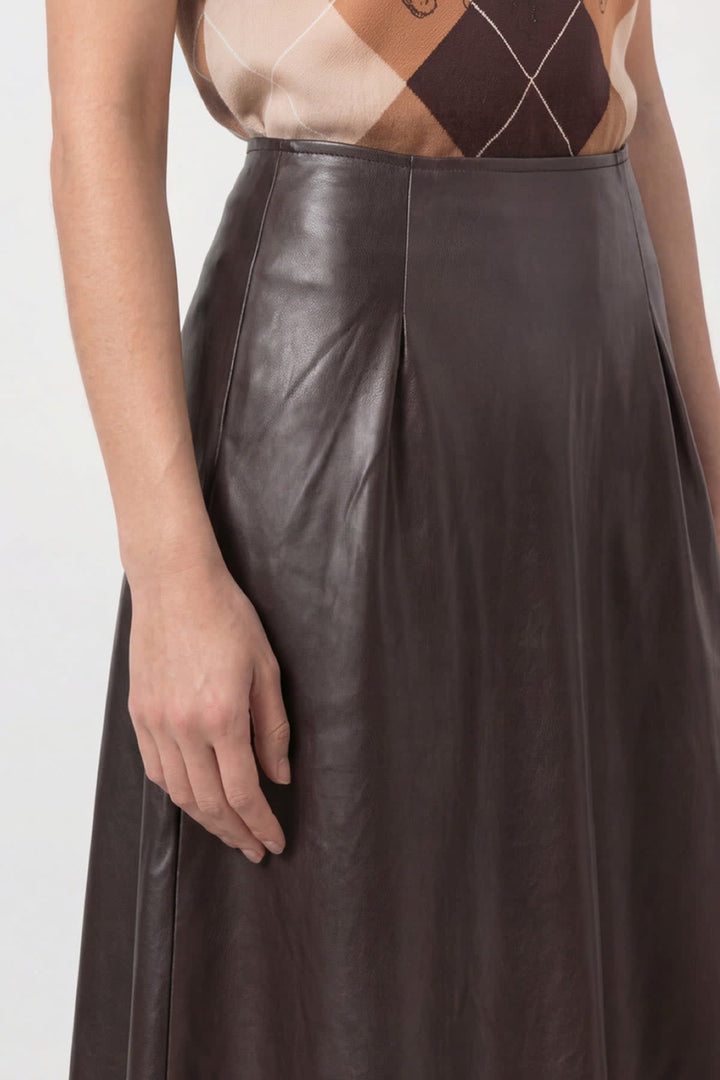 Jupe midi évasée en similicuir pour femme Monari