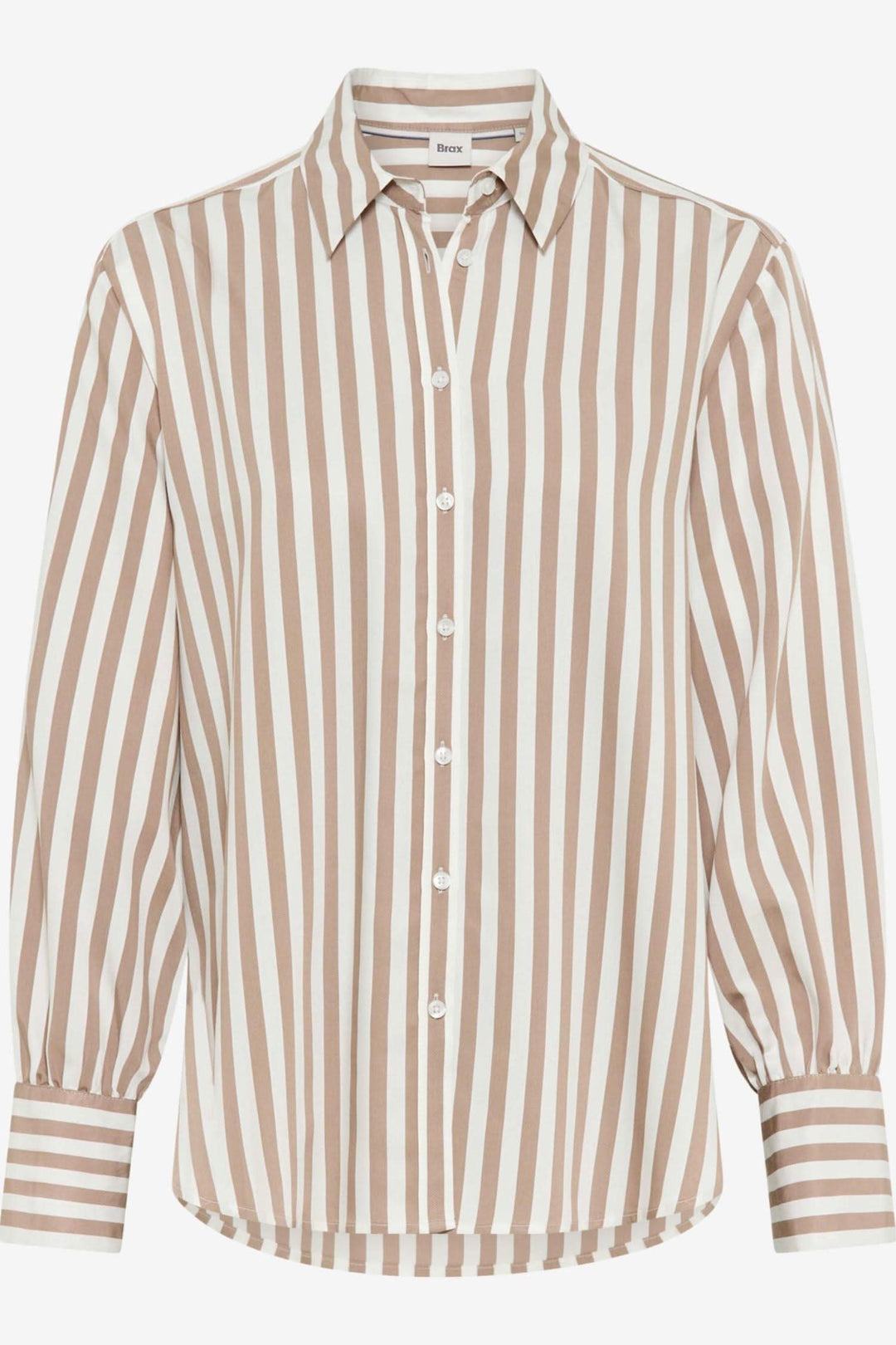 Chemise Vic à rayures verticales, coupe évasée, col classique, élégance moderne pour mi-saison.