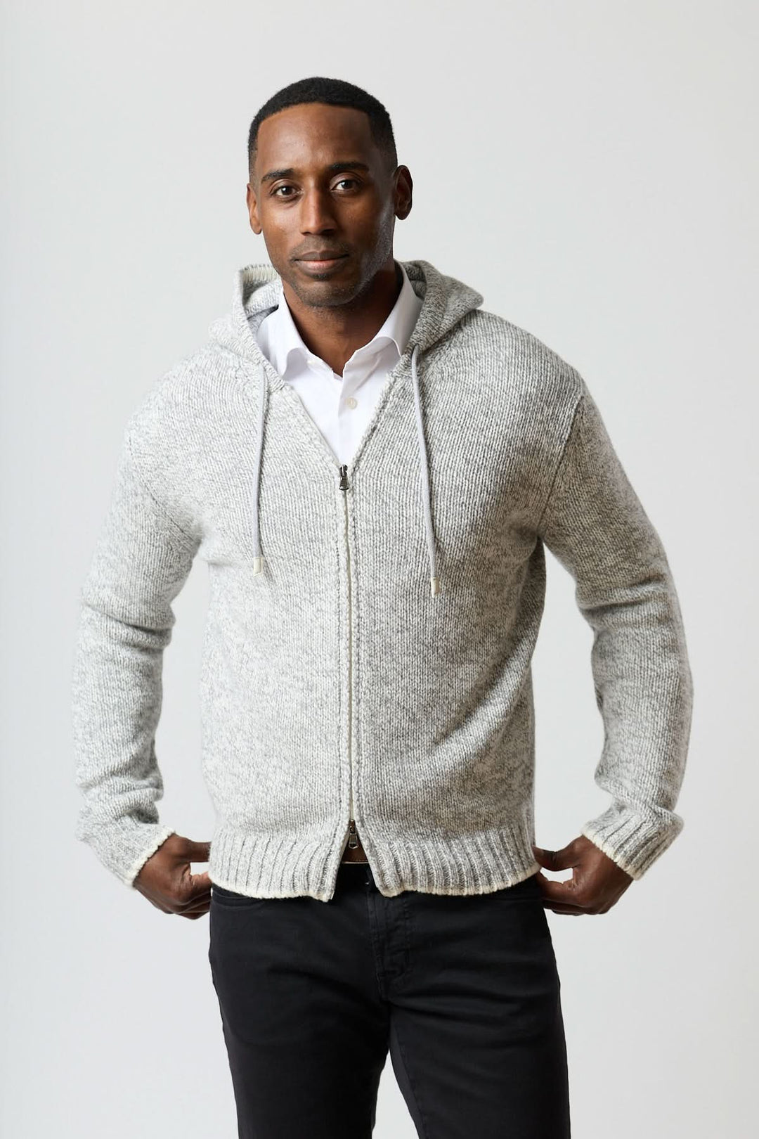 Textured zip-up hoodie