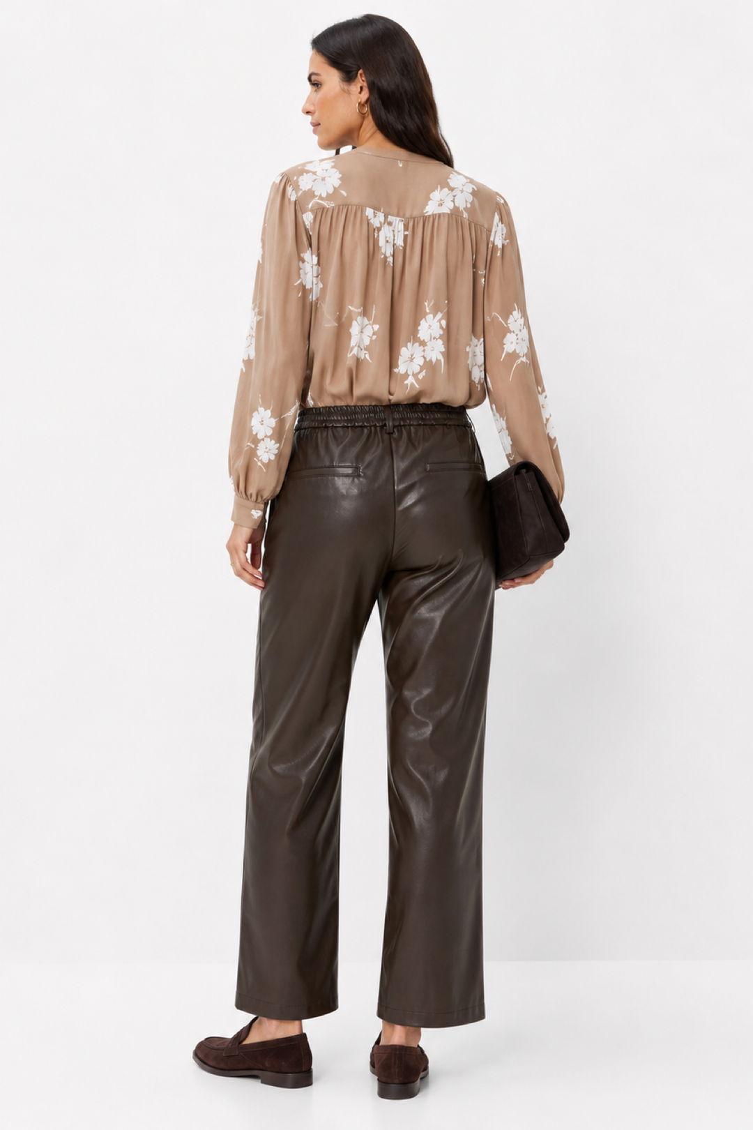 Pantalon Maine en similicuir à jambe large
