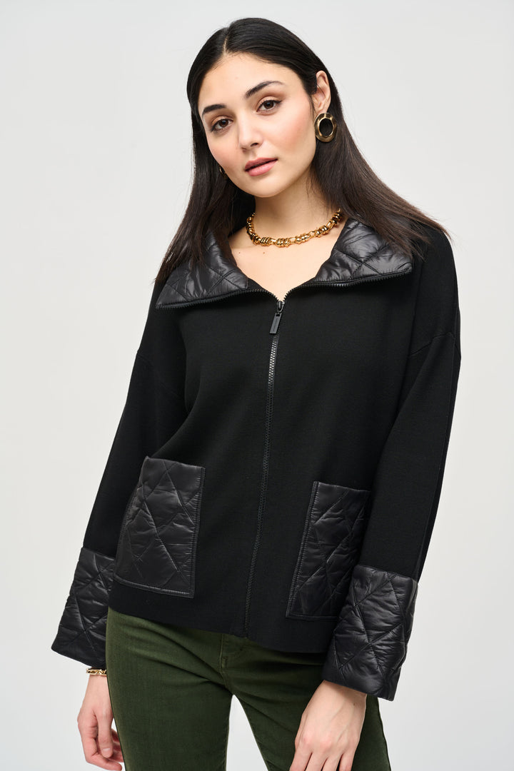 High-neck knit jacket