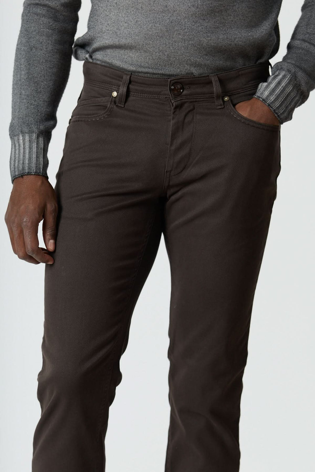 5-pocket pants in cotton-lyocell twill