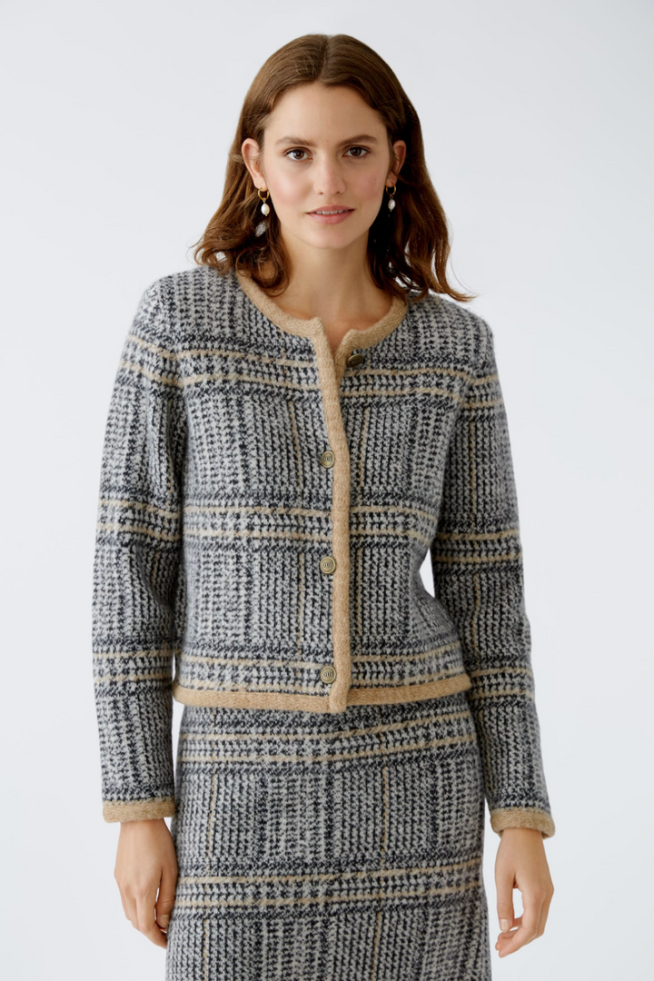 Cardigan with plaid patterns