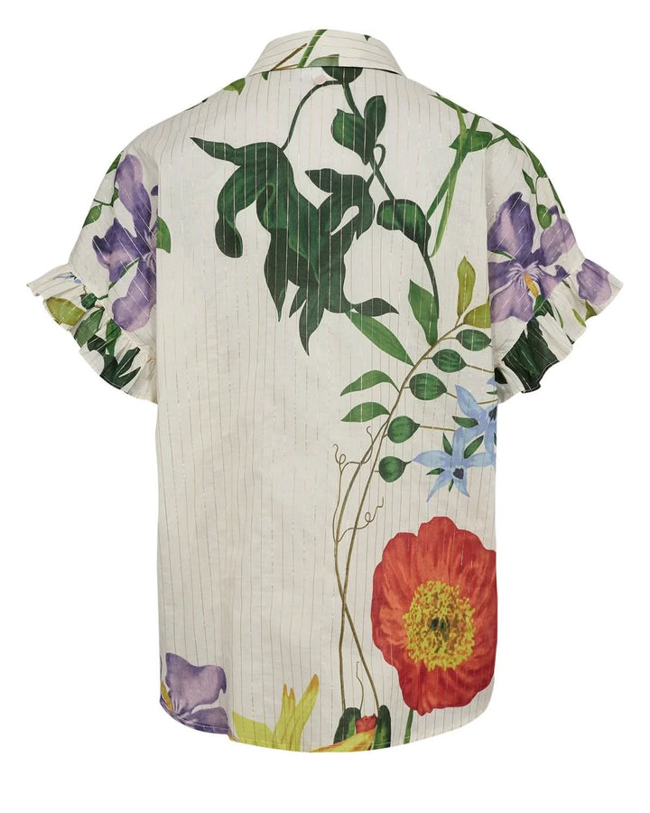 Chemise fluide imprimée à manches volantées