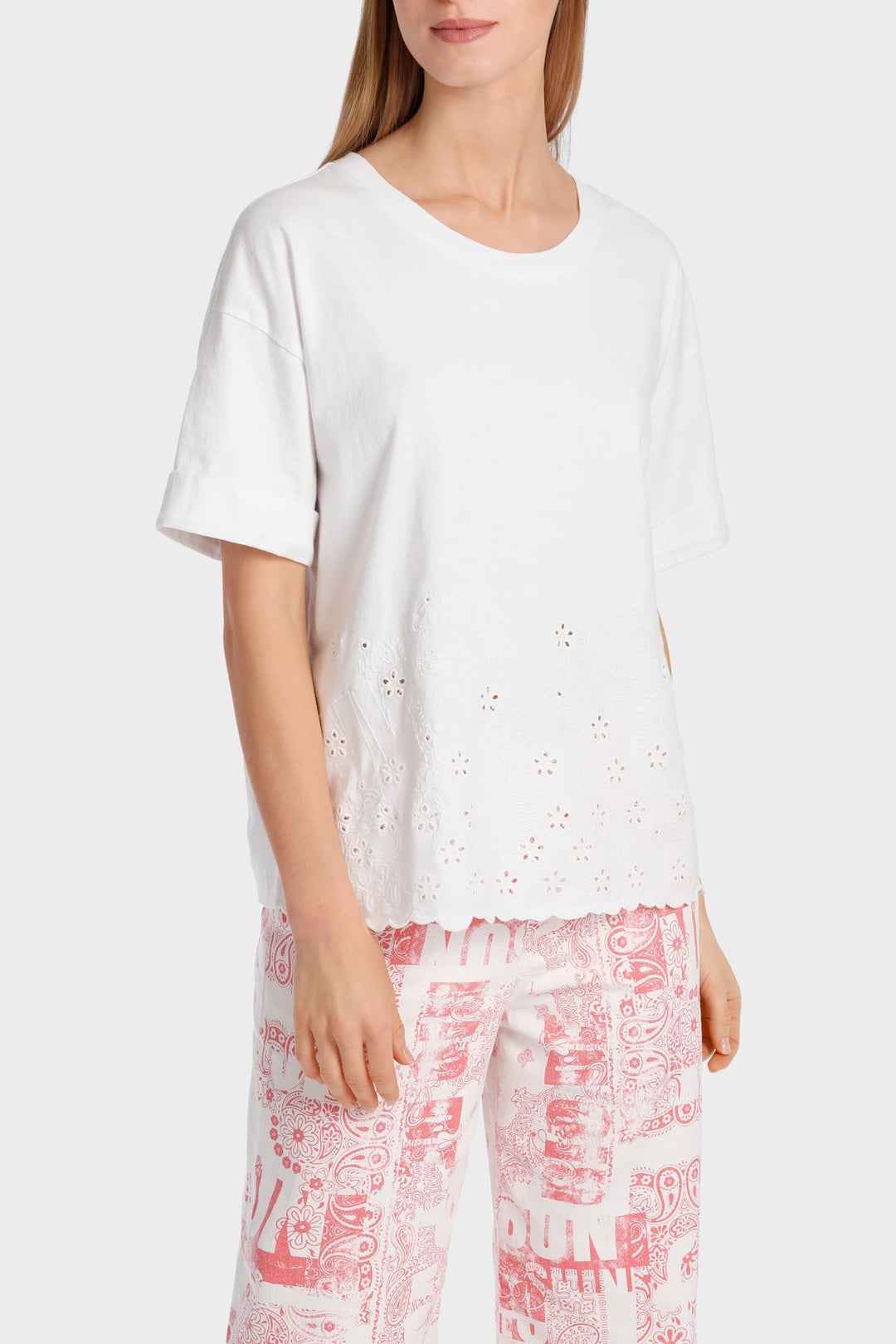 T-shirt with embroidered lace