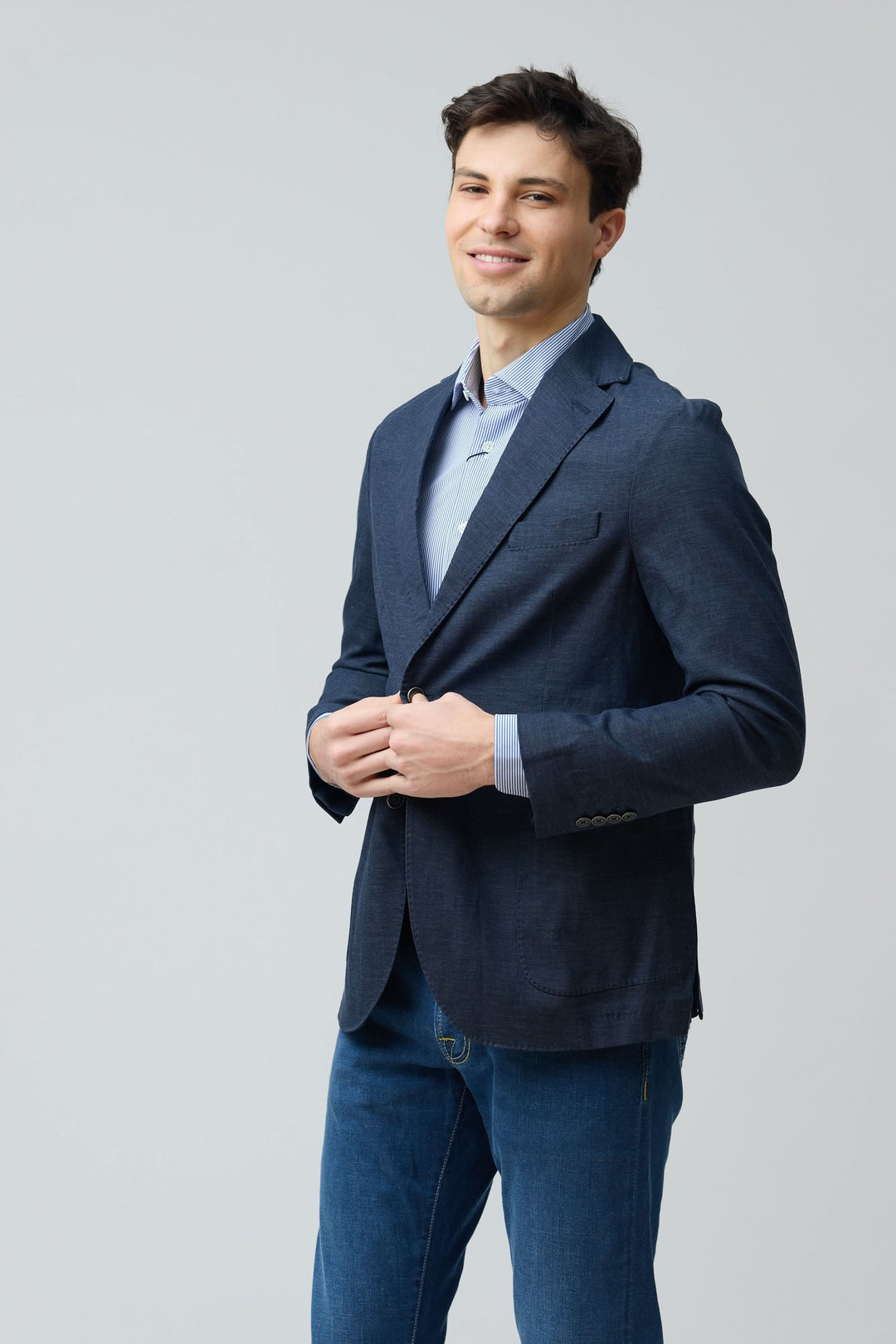 Veston en coton et lin extensible