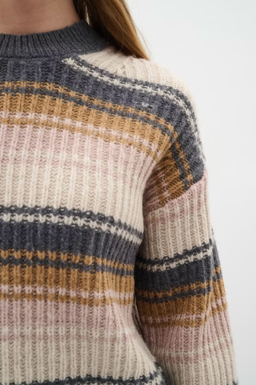 Ribbed knit striped sweater