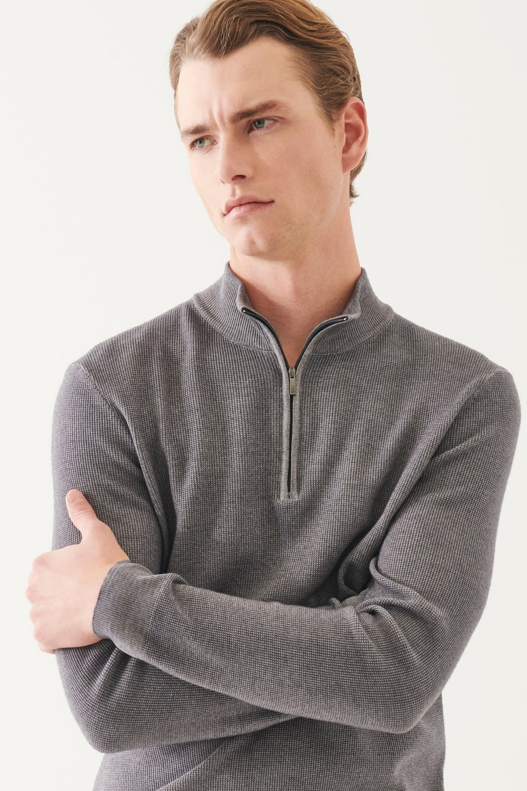 Extra Fine Merino Textured Half Zip