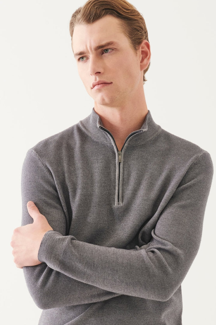 Extra Fine Merino Textured Half Zip