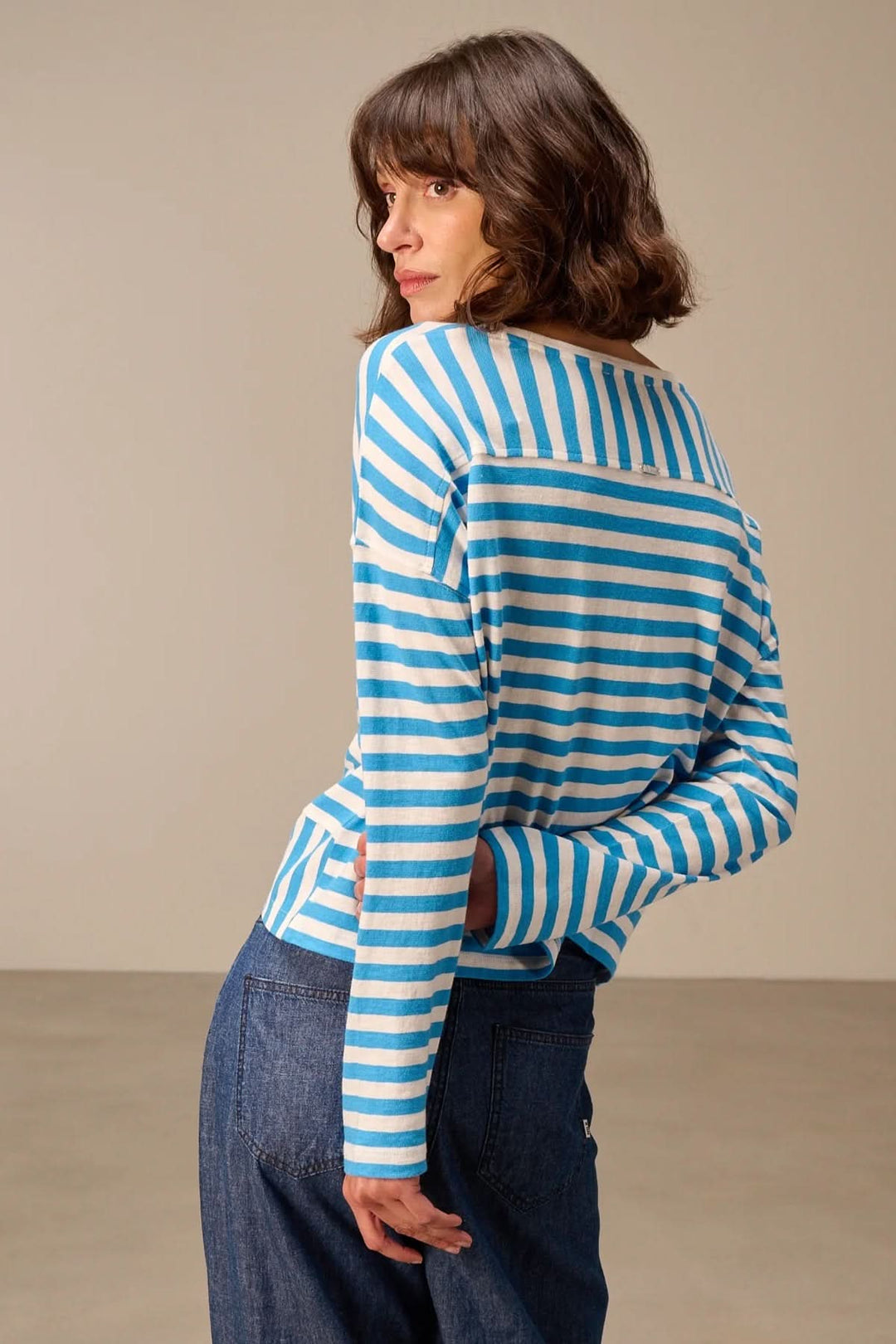 Chandail à manches longues rayé coupe décontractée