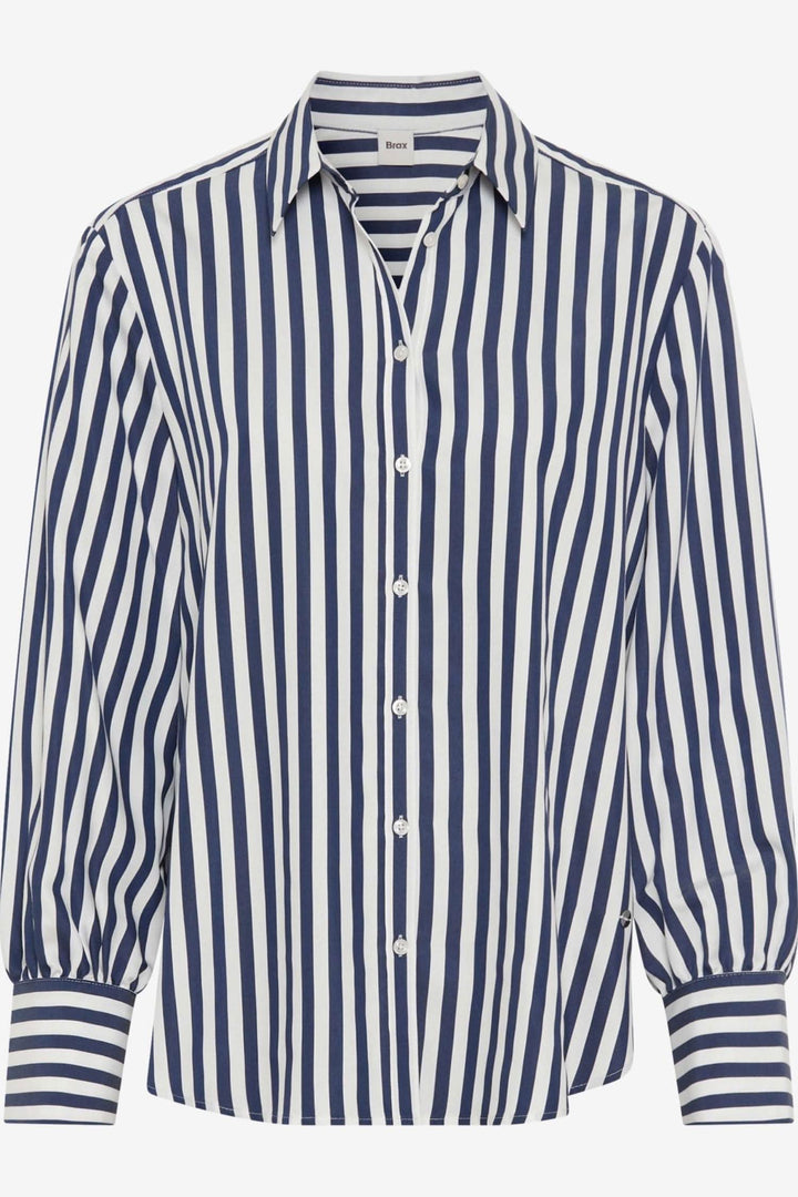 Chemise Vic à rayures verticales, coupe évasée, élégante et féminine. Idéale pour des tenues de mi-saison.