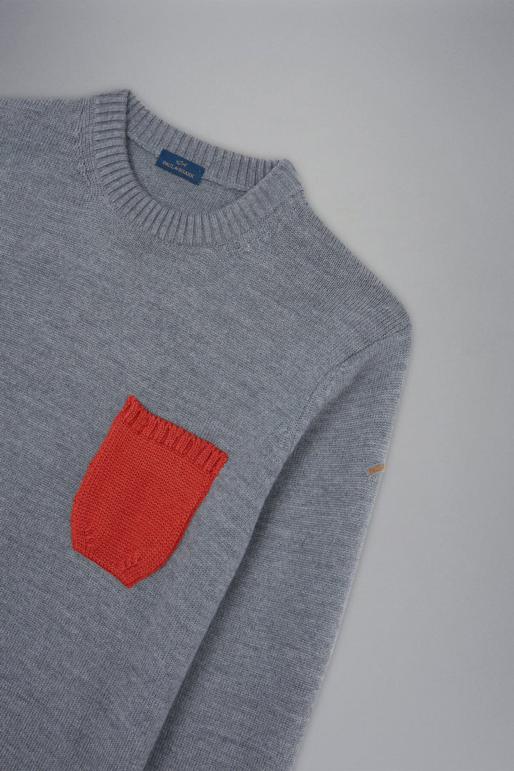 Orange Contrast Pocket Sweater