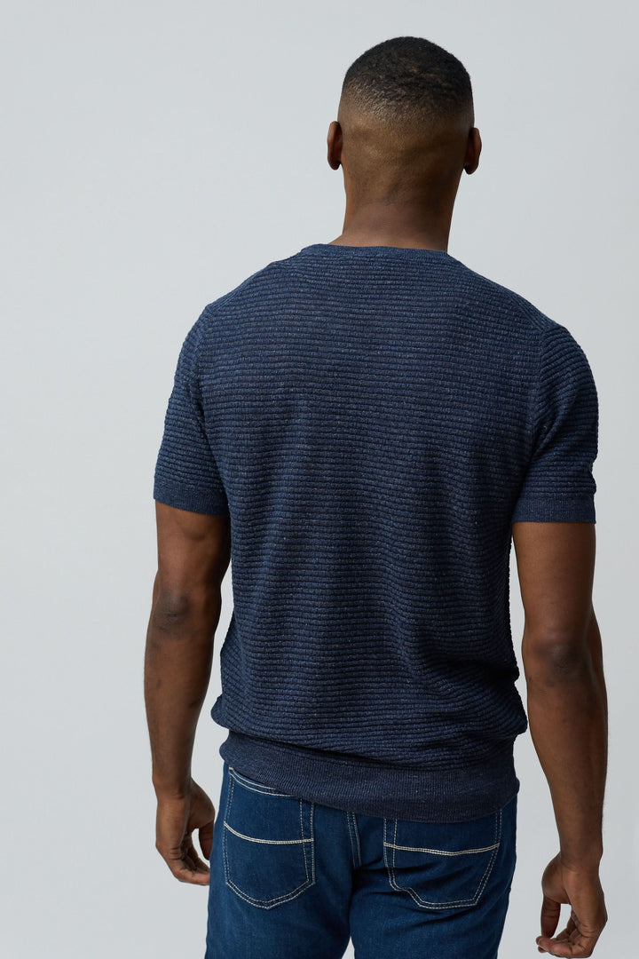 T-shirt texturé en lin et soie