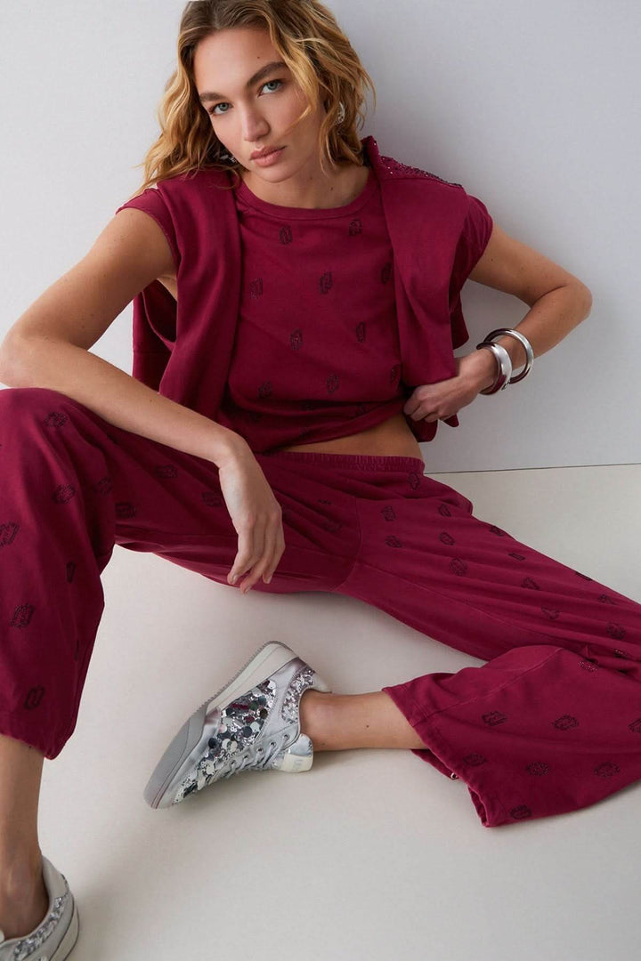 Pantalon jogging imprimé à jambe large