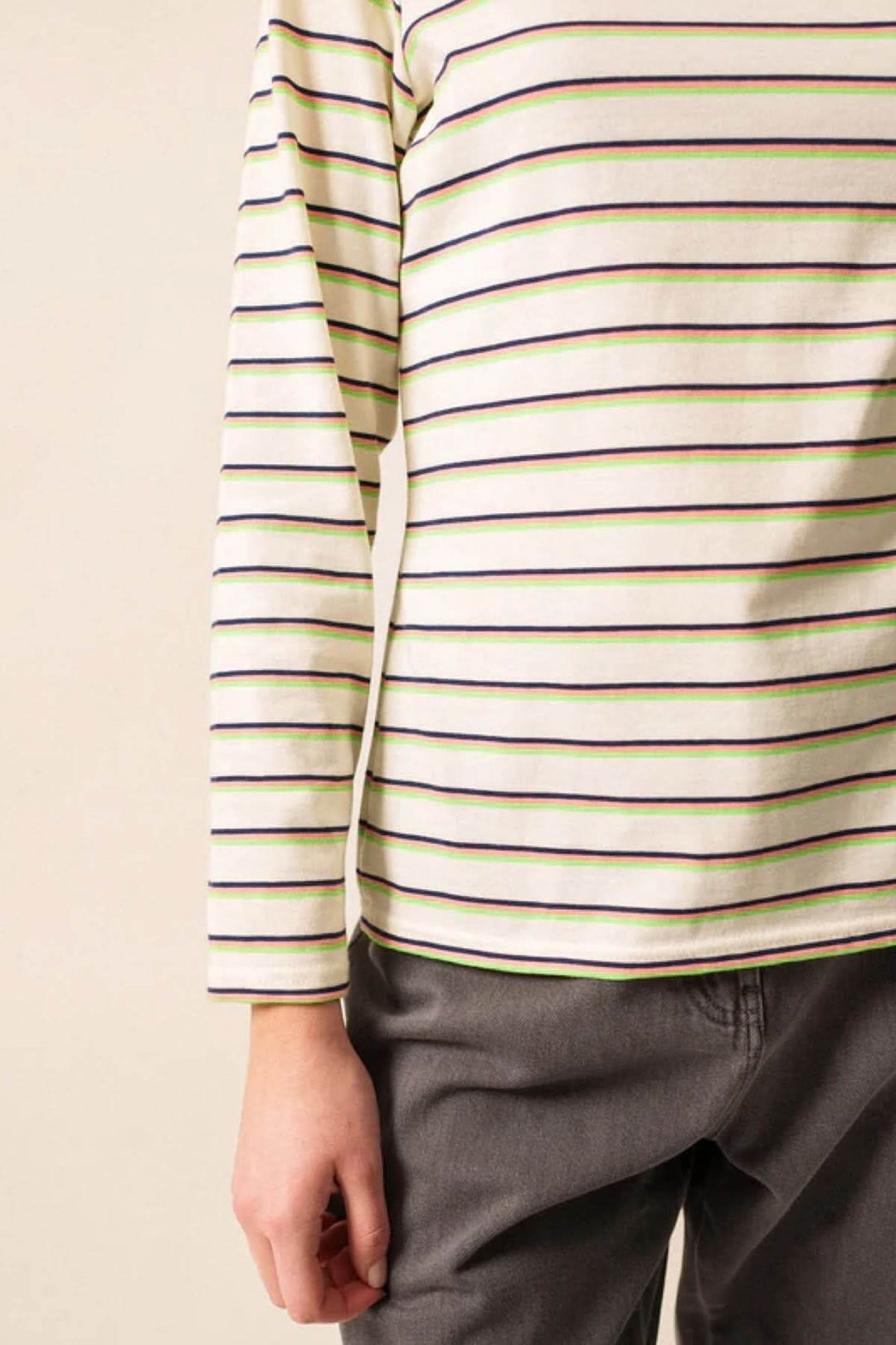 Chandail MINQUID.RAY TRI marinière rayé tricolore en jersey de coton à manches longues, modèle Saint-James pour hiver.