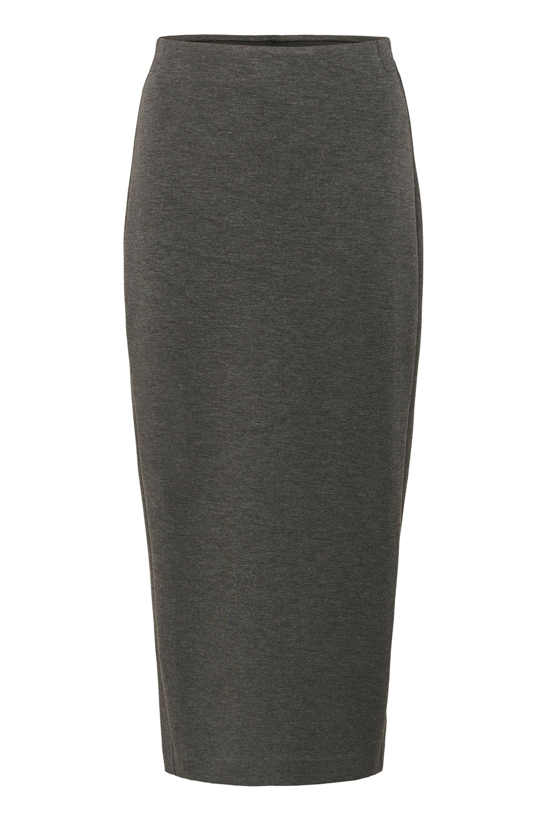 Jupe Aida midi en jersey extensible, coupe épurée, taille élastique et fente discrète au dos.