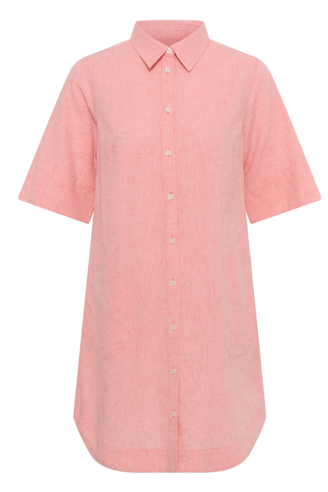 Robe chemise Berrit fluide à manches courtes en matière légère, idéale pour un style décontracté et élégant avec fermeture boutonnée.