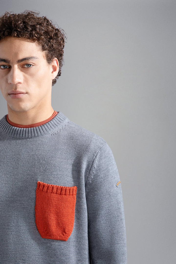 Orange Contrast Pocket Sweater