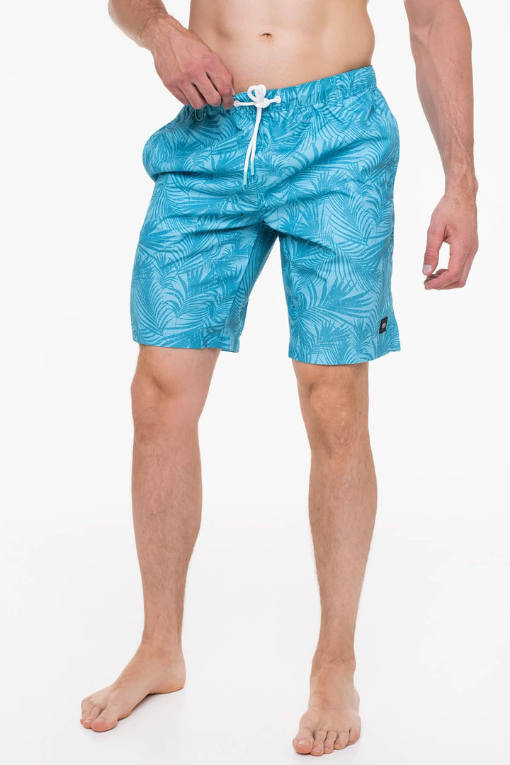 Vue de face maillot tropical Tom Tailor pour homme vert motif feuillage - Valérie Simon