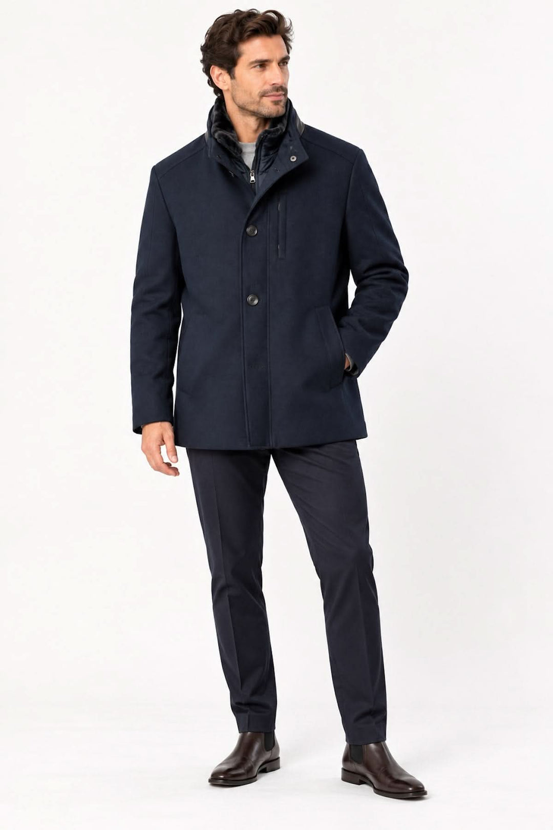 Manteau court à col montant pour homme Lief Horsens