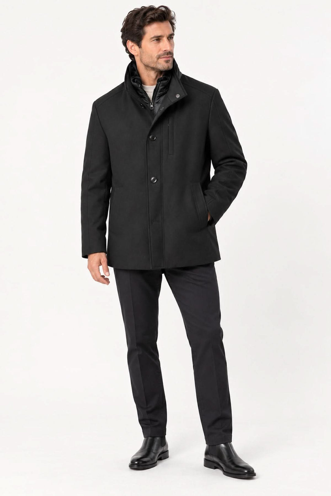 Manteau court à col montant pour homme Lief Horsens